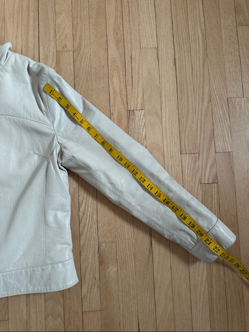 Vintage 90s Bod & Christensen cream leather moto jacket - Picture 6 of 14